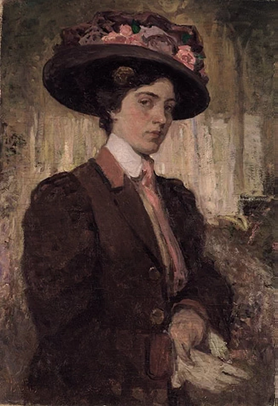 Isaac Israëls - 121, Ritratto di giovane e graziosa donna con un grande cappello